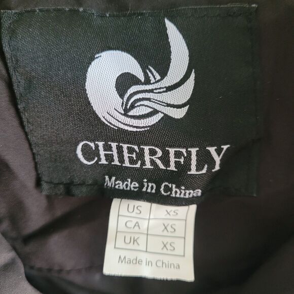 Puffer Coat Parka Hooded Jacket Womens XS Black Windproof CHERFLY - Picture 11 of 16